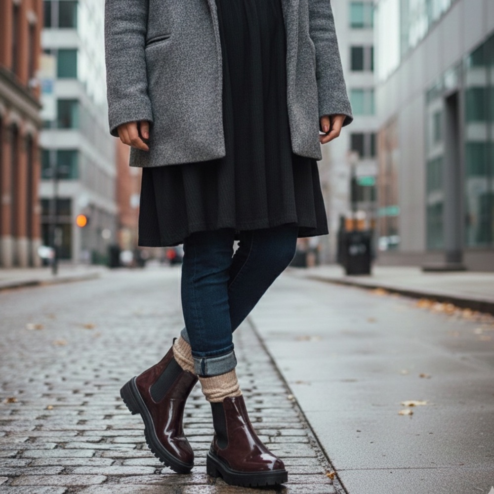 Burgundy Chelsea Rainboots- Size 6us